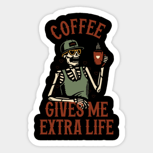 Coffee Gives Me Extra Life Sticker